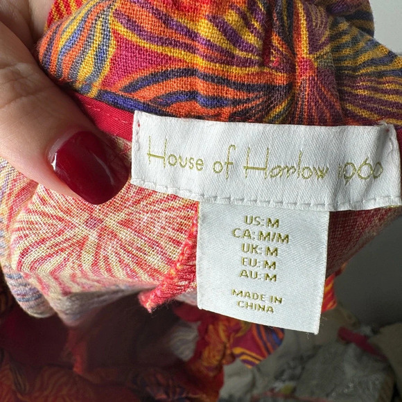 HOUSE OF HARLOW 1960 Tropical Floral Backless Tank And Shorts Set Linen Blend M - Picture 4 of 8